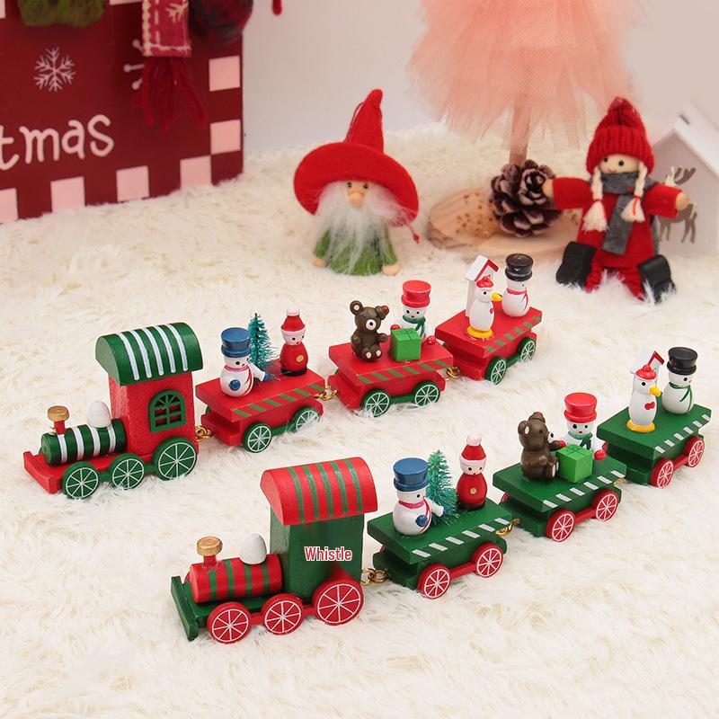 Wooden Christmas Train Ornaments for Kids' Gifts and Decor