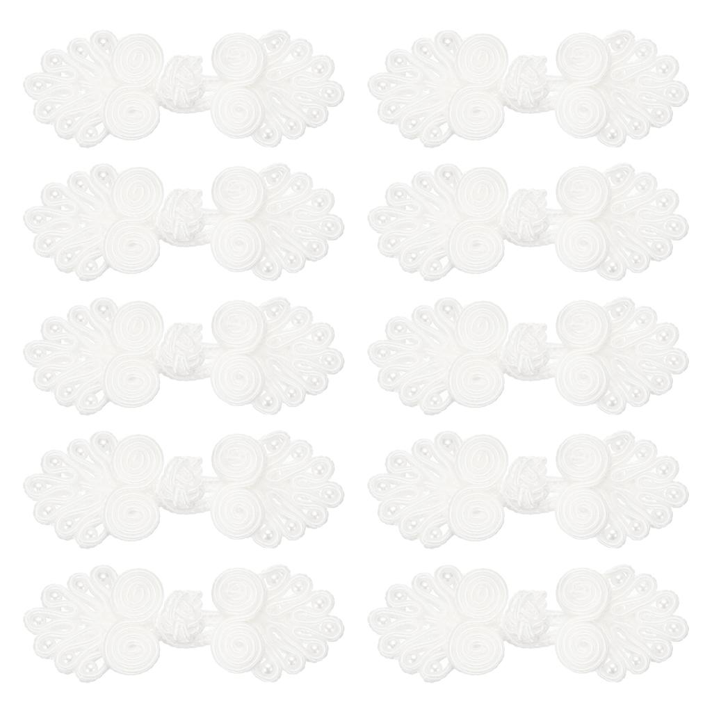 6/10pcs Chinese Knots Frog Buttons Closure Sewing Buttons Fasteners with Beads for DIY Sewing Coats Cloak Bridal Costume Outfit