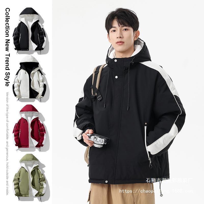 Winter New Men's Clothing Double-sided Wear Thickened Warm Couple Cotton-padded Jacket Men's Tooling Jacket Waterproof Lamb Wool Cotton-padded Jacket