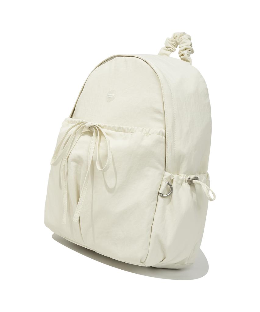 Covernat Woman Clover Heart Shirred Nylon Backpack Ivory