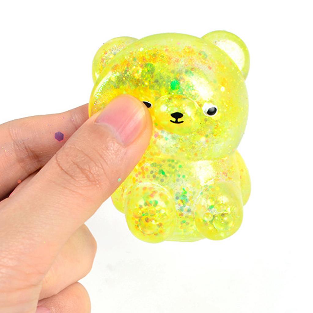 Glitter Bear Stress Ball Sugar Bear Novelty Squeeze Ball Soft Slow Rising Toy for Adults Party Favors Easter Basket Stuffers