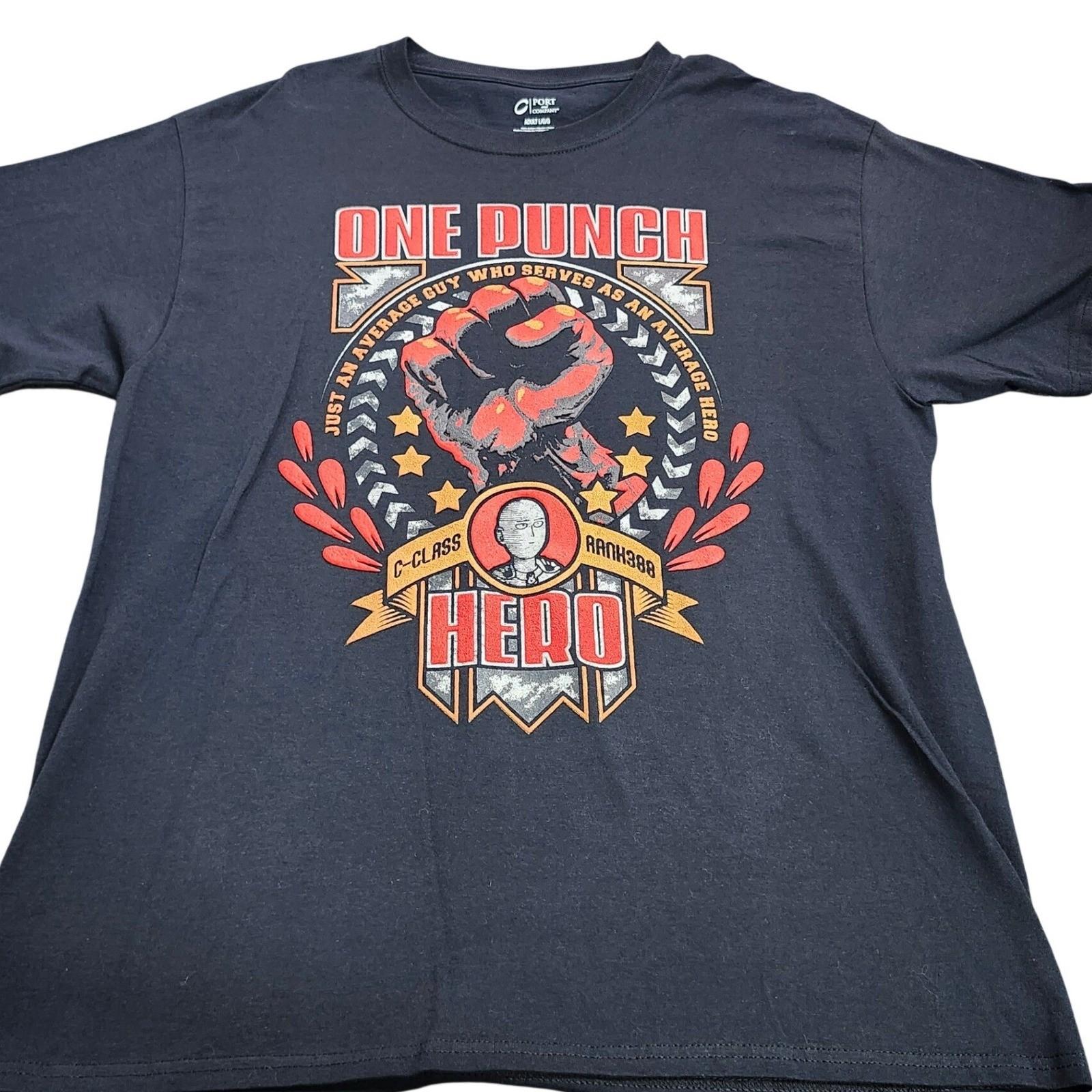 One Punch Man Saitama Graphic Black Mens Large L Unisex T-Shirt XXXXL
