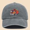 Pc Polyester Illustrated Fire Truck Creative Minimalist Themed Design Printed Baseball Cap Urban Casual Headwear Black Papa T