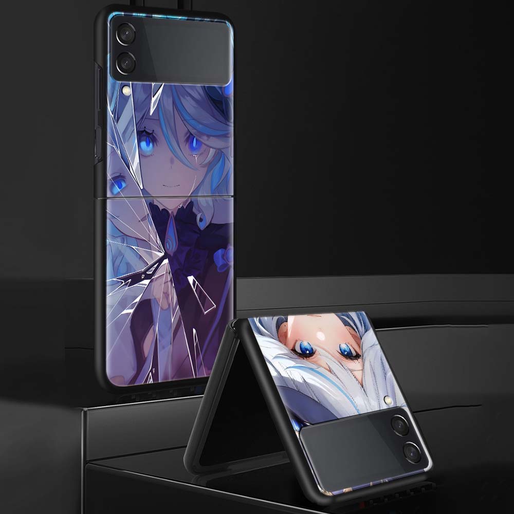 Genshin Impact Furina Phone Case For Samsung Galaxy Z Flip 7 6 5 4 3 5G Shockproof Cover Z Flip7 Flip6 ZFlip5 Flip3 Flip4 Luxury