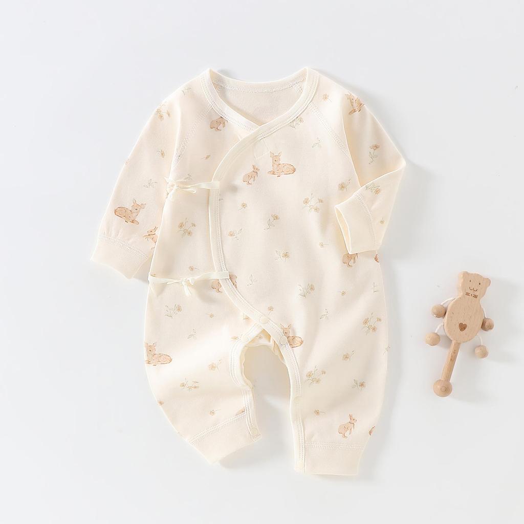 Antibacterial Cotton Baby Jumpsuit with Belly Protection for Spring and Autumn