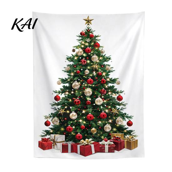 Wall Tapestry for Party Merry Christmas Tapestry, Hanging Fabric Backdrop, Xmas Tree Winter Holiday Art Living Room, Bedroom Decoration, 59"