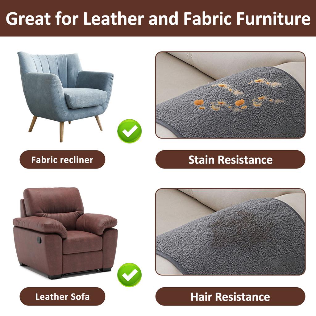 3Pcs Recliner Slipcovers Armrest Covers  Non Slip Sherpa Headrest Protector Recliner Chair for Sofa Recliner Protector 57 X 38cm