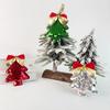 6Pcs Christmas Tree Ornaments Tree Shape Sequin Pendant with Bow for Christmas
