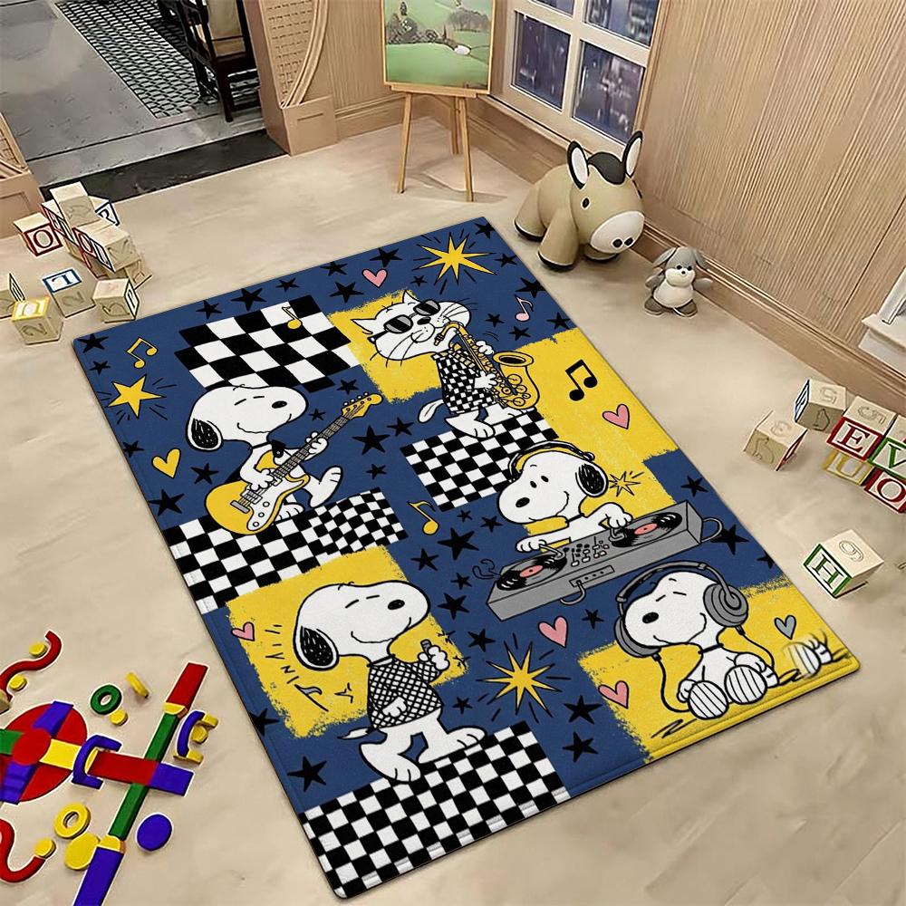 Snoopy Sweet Love Ride Rectangular Rug Nonslip Easyclean Carpet For Kids Bedroom Play Area Home Decor Great Holiday Gift