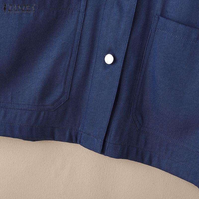 ZANZEA Women Casual Turn Down Collar Loose Long Sleeve Blouse