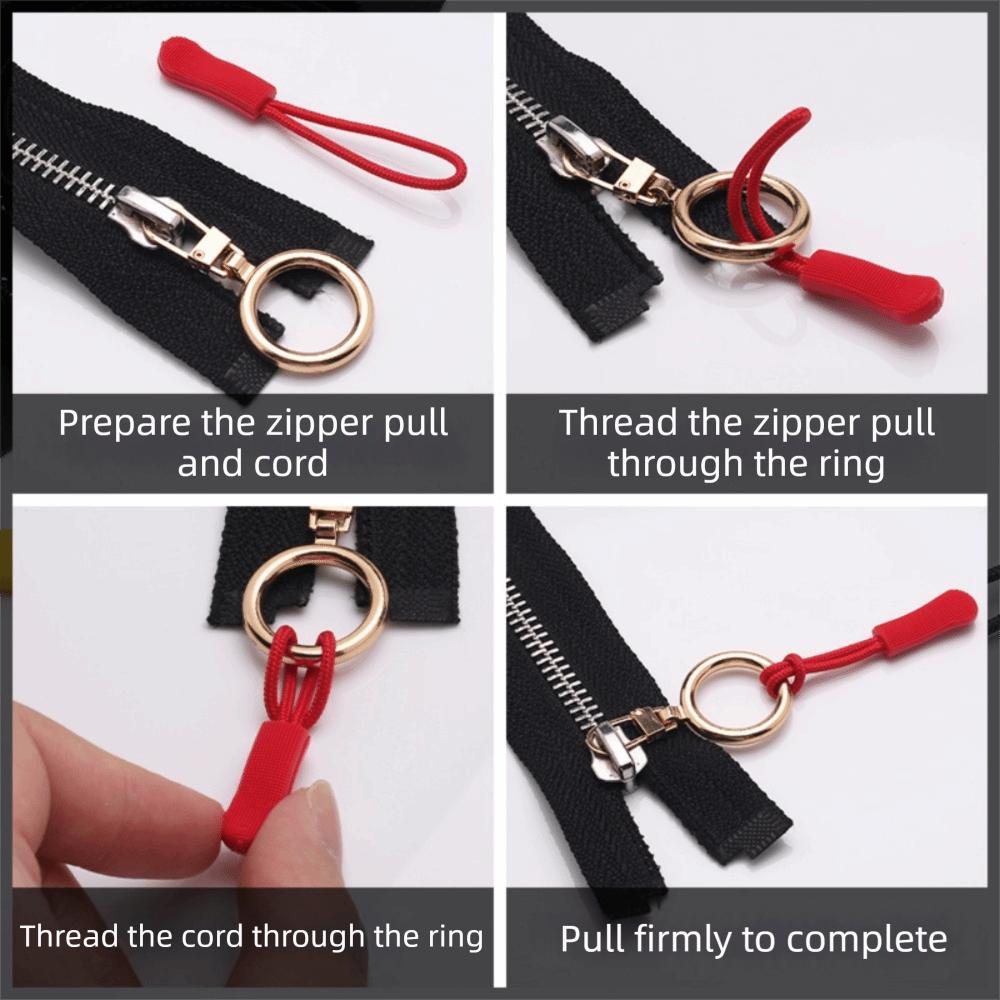 150 Pcs Strong Polyester Cord Zipper Pulls Lock Mechanism Slider Cord Rope Puller  for Bag