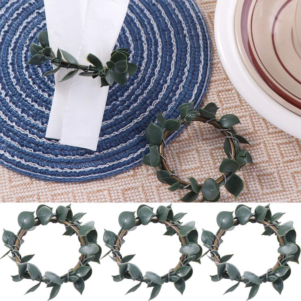 3pcs Rustic Artificial Plant Napkin Rings Simulation Napkin Buckles  Dinner Table