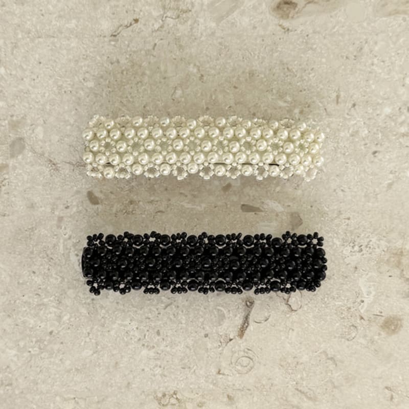 FANTASTIC PLANET Pearl Beads Rectangle Hair Pin (2colors)