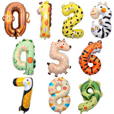 40-inch Aluminum Film Animal Digital Balloon, Animal-shaped Digital Theme Children's Birthday Party Decoration