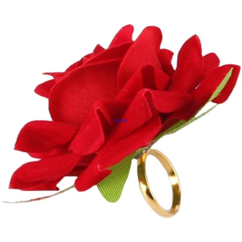 Ethnic Style Rose Headdress & Finger Flower Ring for Dance Performance and Art Exam Hair Clips