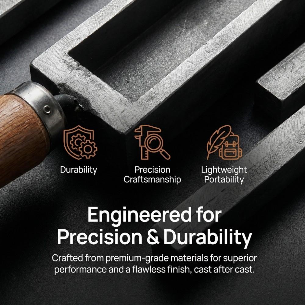 Iron Material Casting Mold Wooden Handle Jewelry Equipment Melting Groove Silver Casting