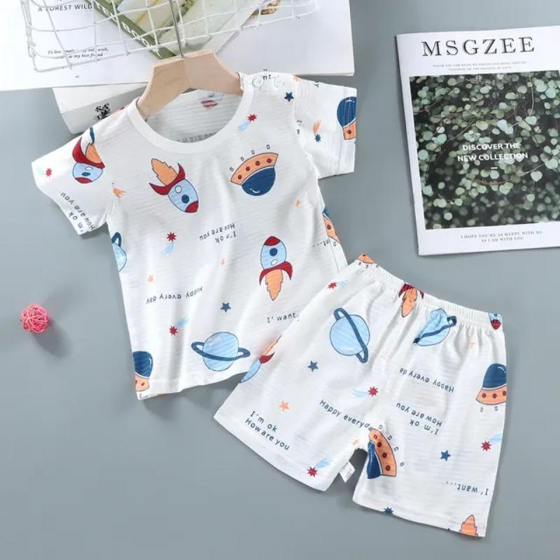 Children's Clothing Summer Short Sleeve Home Sleepwear Children Sets Kids Clothes Boy Girl T-shirt Shorts Cotton Suit Baby