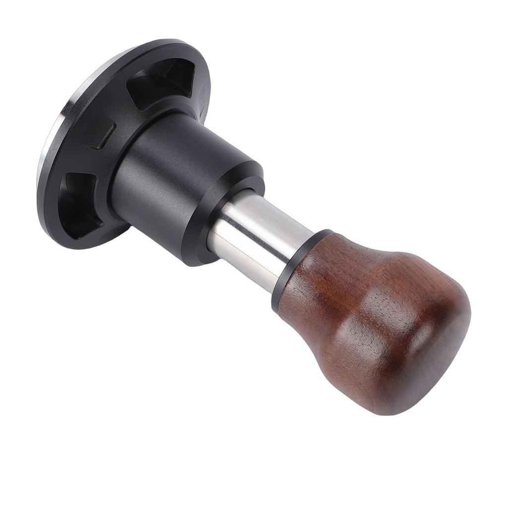 58.5mm Coffee Tamper Constant Pressure Spring Loaded Coffee Press Tamper Stainless Steel with Walnut Handle Threaded