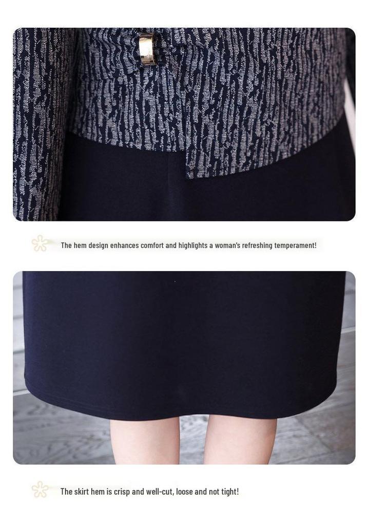 Elegant Slimming Two-Piece Dress for Middle-Aged and Elderly Women - Perfect for Spring, Autumn, and Mother's Day