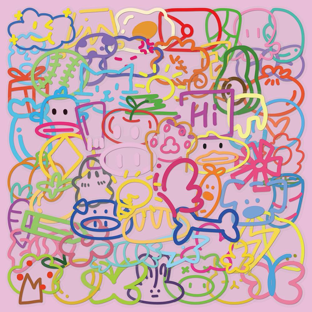 60 Waterproof Dopamine Graffiti Stickers for Decor