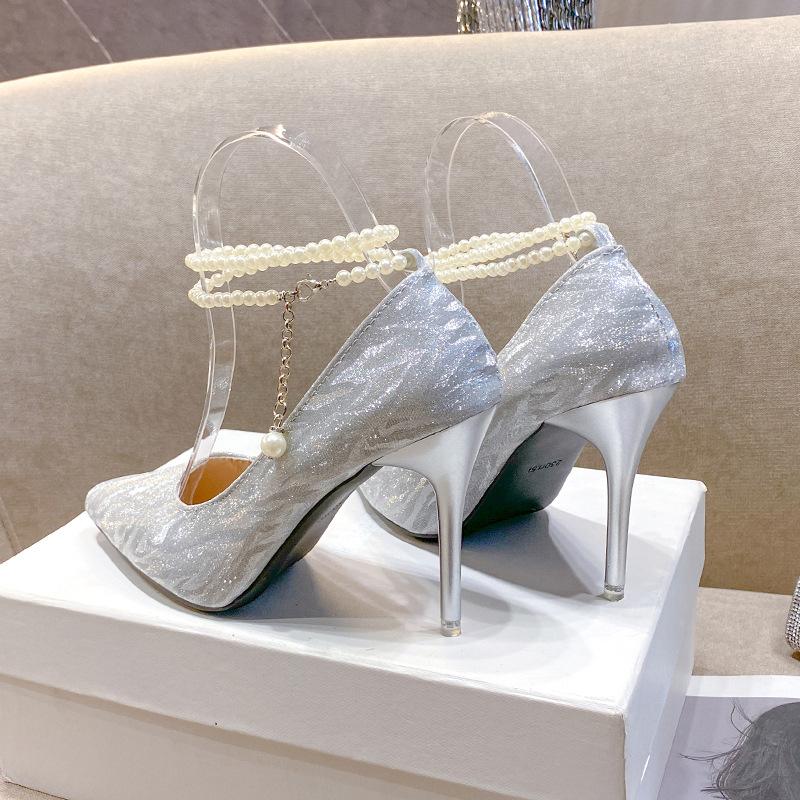 

High heels women s stilettos 2025 autumn and winter new wedding shoes women s versatile pointed not tired feet sexy bridesmaid shoes 42