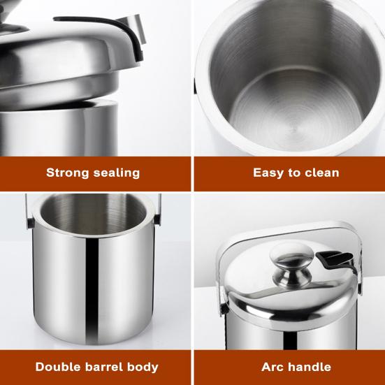 1.3L Double-Wall Ice Bucket with Lid And Tong 6-Hour Cooling Beer Chiller for Bar Home 304 Stainless Steel Insulated Ice Container
