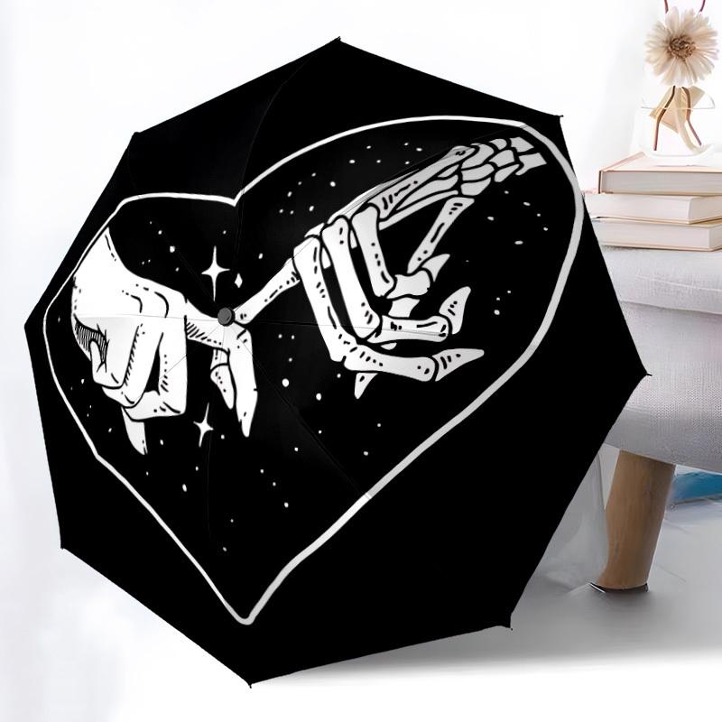 1pc Love Heart Automatic Open/Close Umbrella, Portable Folding Umbrella, Compact Travel Umbrella For098