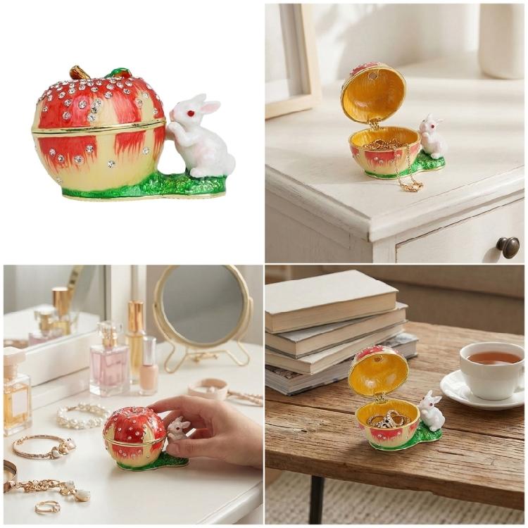 Charming Enamel Squirrel Fruit Designed Alloy Jewelry Box Jewelry Organizers Ideal For Gift Giving And Home Decors