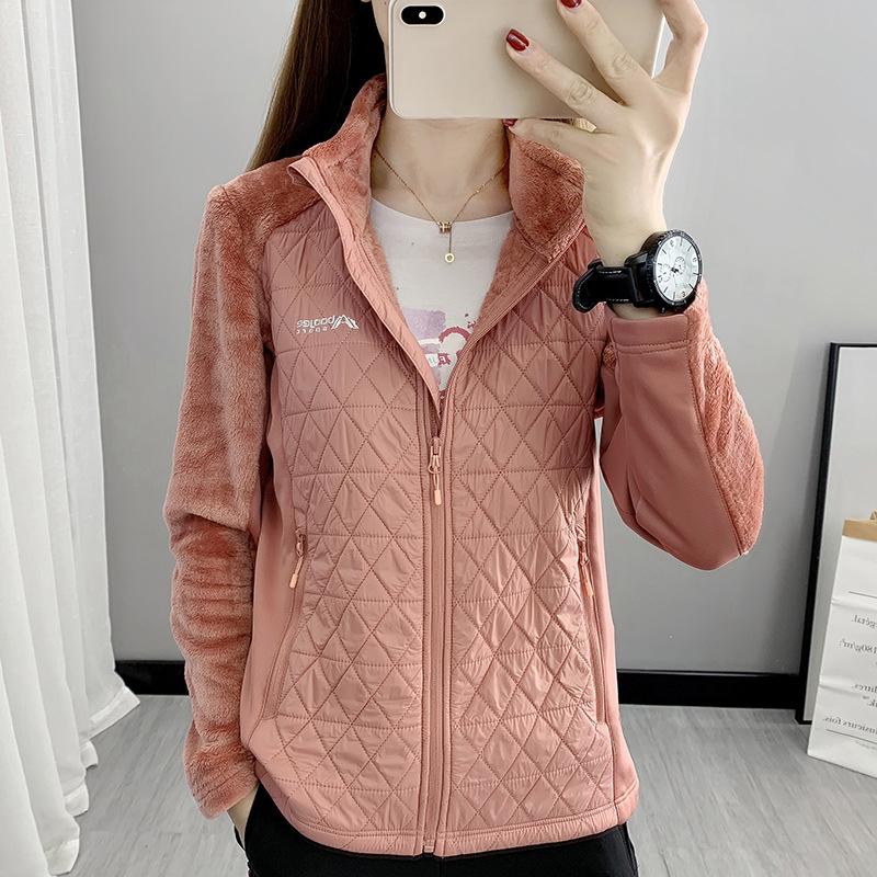 

Женская зимняя флисовая куртка Polar Fleece с длинными рукавами, теплая, большого размера, с утолщенным бархатом M розовый