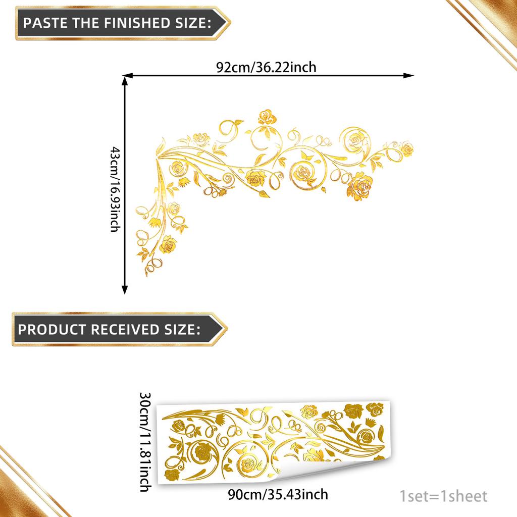 Hand-Painted Lines, Flowers, Butterflies, Bronzing Wall Stickers, Decorative Children'S Room, Bedroom Background Self-Adhesive Wall Stickers