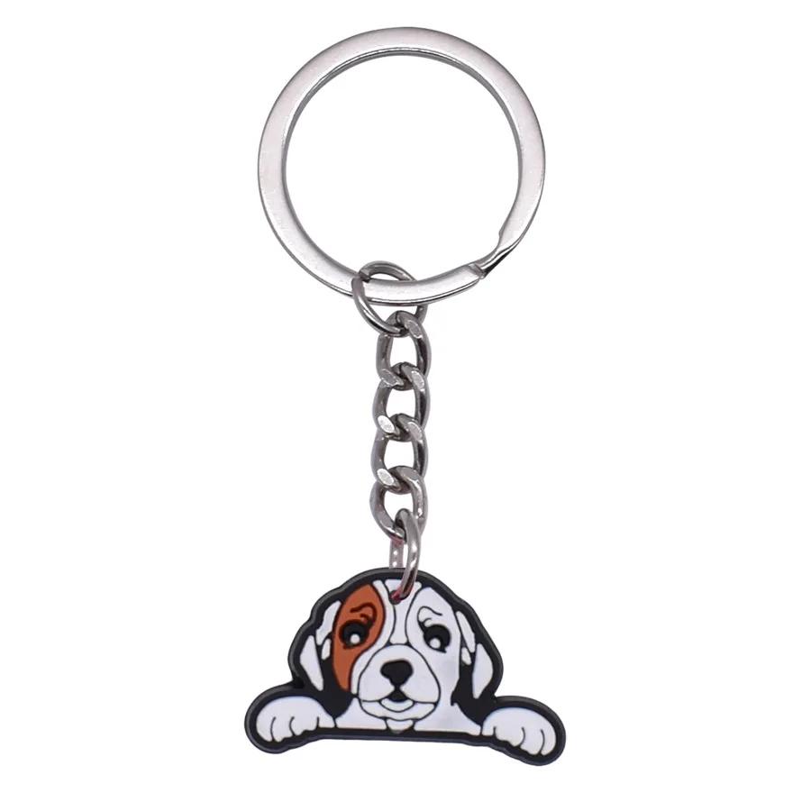 New Arrival Adorable Pet Dogs PVC Soft Keychains Bag Hanging Pendant Car Keyrings Animals Key Chains Accessories Wholesale Gift