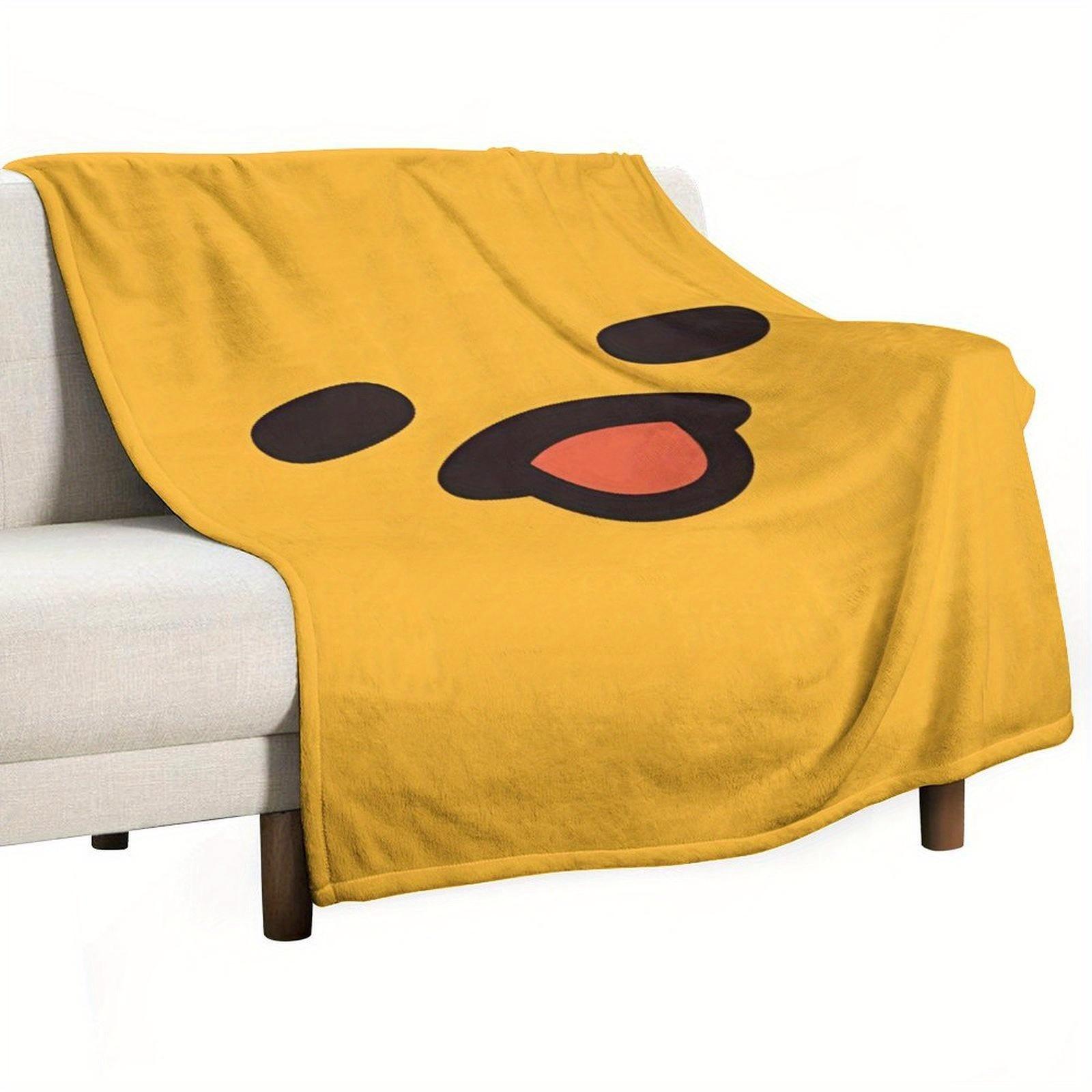Gudetama Happy Face Flannel Blanket Single Sided 2DPrint Lazy Egg Cozy Blanket Home Dorm Gudetama Fan Vibe Decor Napping Blanket 75cmx90cm
