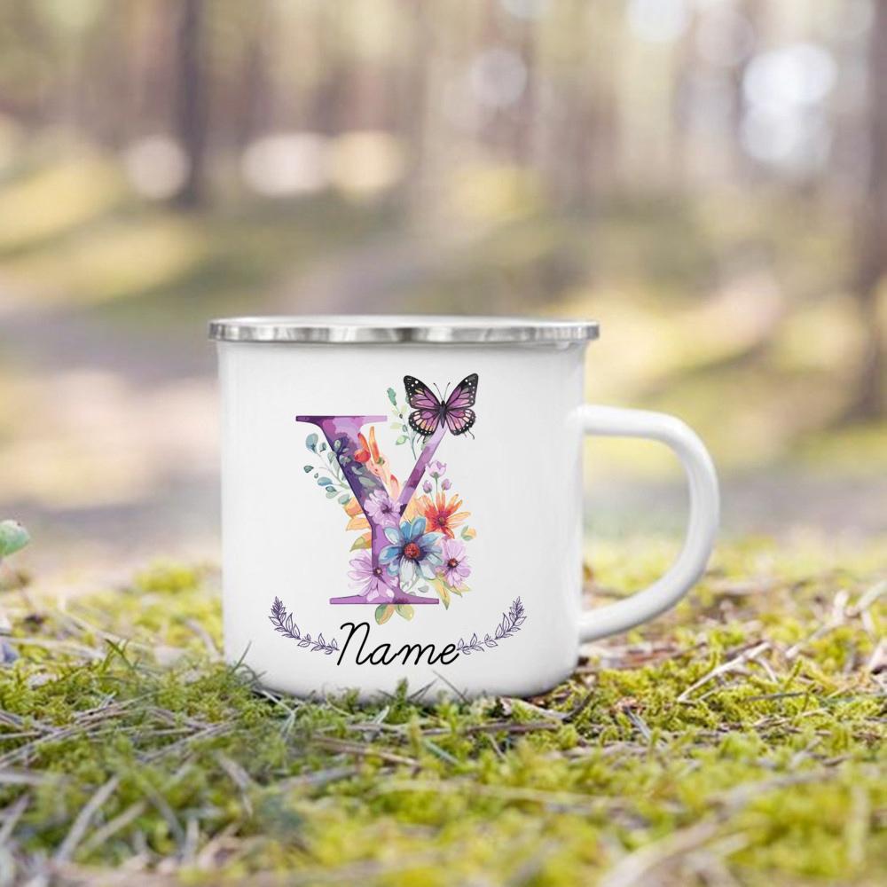 Personalisierte Tasse Floraler Initialen Name Tasse Individuelle Kaffee Heißschokolade Tassen Hochzeit Geburtstag Muttertag Weihnachten Geschenke für Sie