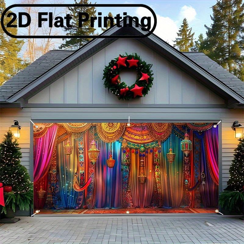 2D Flat Banner, 1 Piece Indian Style 2D Flat Banner for Garage Door and Holiday Decoration
