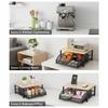 Modern Desktop Storage Rack, Wood & Metal Space Saving Shelf for Office, Pull-Out Mesh Basket Organizer for Coffee Pods, Tea