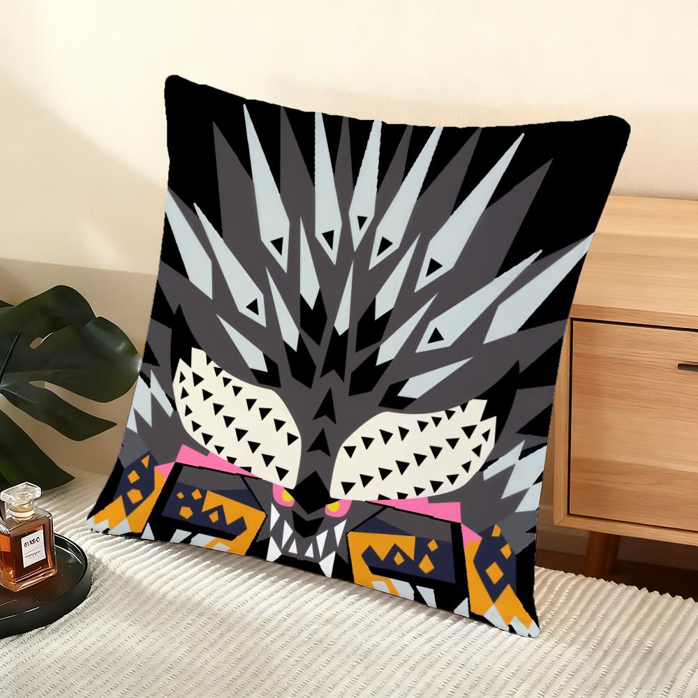 Game Mmonster Hunter Wilds Cushion Cover Soft Short Plush Pillow Cover Smooth Cozy Texture Aesthetic Cushion Case Home Decor