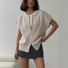 Western Style Double Zipper Knit Vest Women Loose Elegant Cardigan