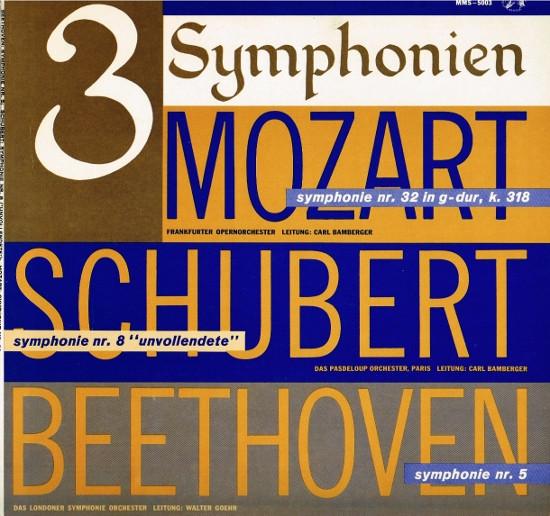 LP Record MOZART SCHUBERT BEETHOVEN  3 Symphonies  Mozart Symphony No. MMS5003 Musical Masterp Germany Classical Used