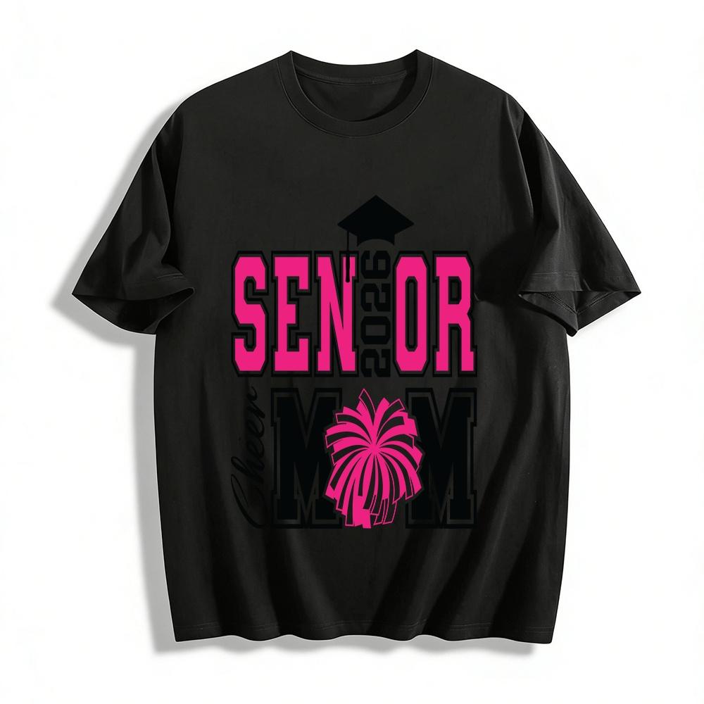 2026 Senior Cheer Mom Graduation Season Commemorative Printed Top Pure cotton T-shirt XXS