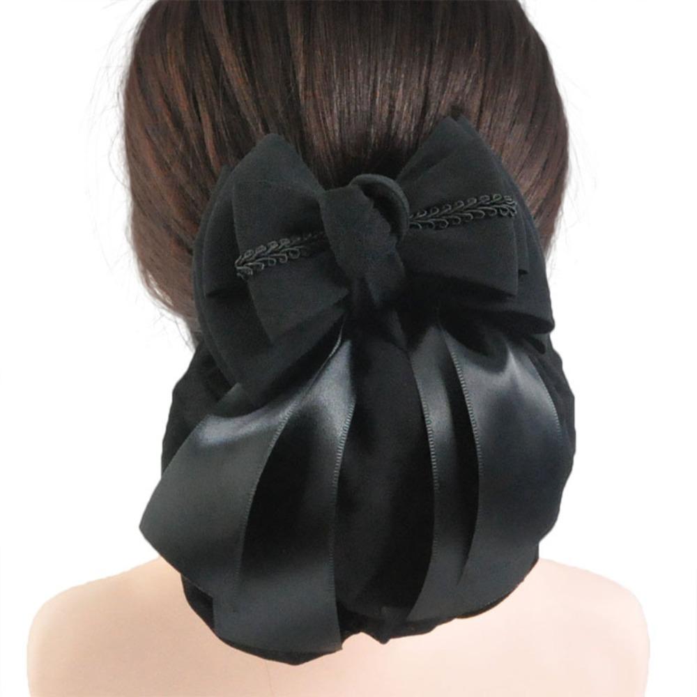 Ribbon Ruffled Edges Hair Net Sweet Hairgrips Cover Net Hair Cover Bow Snood Waiter
