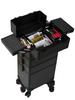 4 In 1 Professional Makeup Train Case Aluminum Rolling Cosmetic Case On Wheels Artist Makeup Organizer Storage with Trays