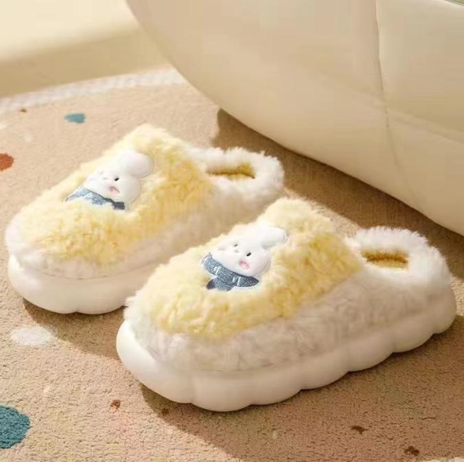 

Легкие женские домашние тапочки с мягкой подошвой, прочные пушистые домашние тапочки с милым кроликом 36-37 жёлтый