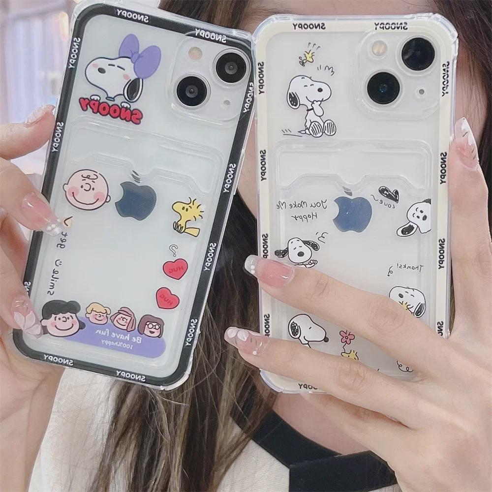 Cartoon Puppy iPhone Case for 11/13/15 Pro Max XS Max XR with Card Slot, Apple 14-Compatible.