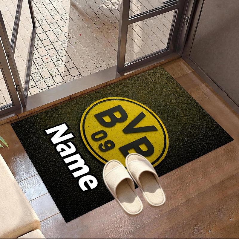 Custom Name Personalized Borussia Dortmund Print Carpet, Versatile Home Decor Rug, for Playroom, Apartment, Balcony, Entryway, Hallway Gift