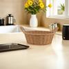 Portable Imitation Rattan Handwoven Round Basket with Handles Multipurpose Storage Organizer for Kitchen Living Room Bathroom