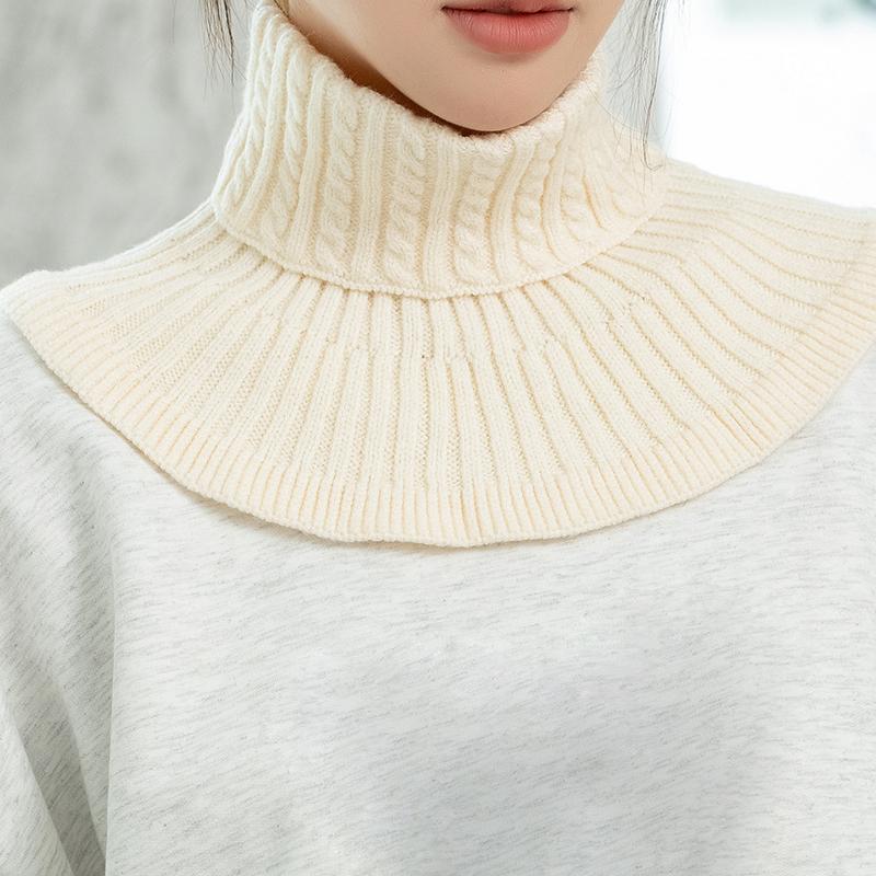 1Pc Solid Color Fashion Knitted Windproof Women Detachable Fake Collar Warmer Neck Turtleneck