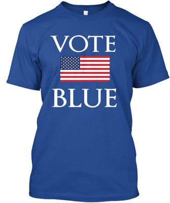 T-shirt Votez Bleu avec Drapeau Américain Fabriqué aux USA Taille S à 5XL