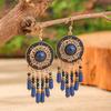 1 Pair Vintage Dangle Earrings for Women Court Style Artificial Zircon Inlay Tassel Earrings Daily Wear Party Decors Versatile