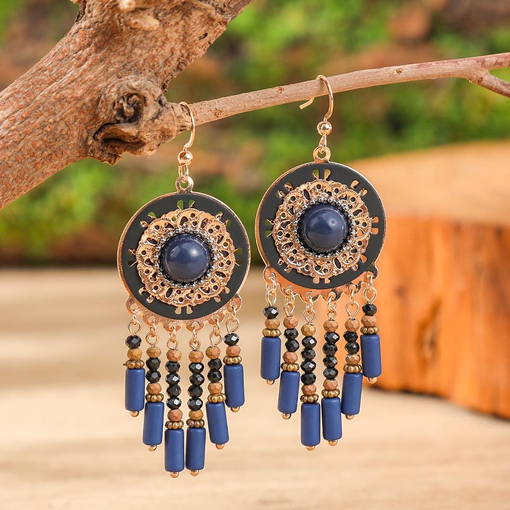 1 Pair Vintage Dangle Earrings for Women Court Style Artificial Zircon Inlay Tassel Earrings Daily Wear Party Decors Versatile