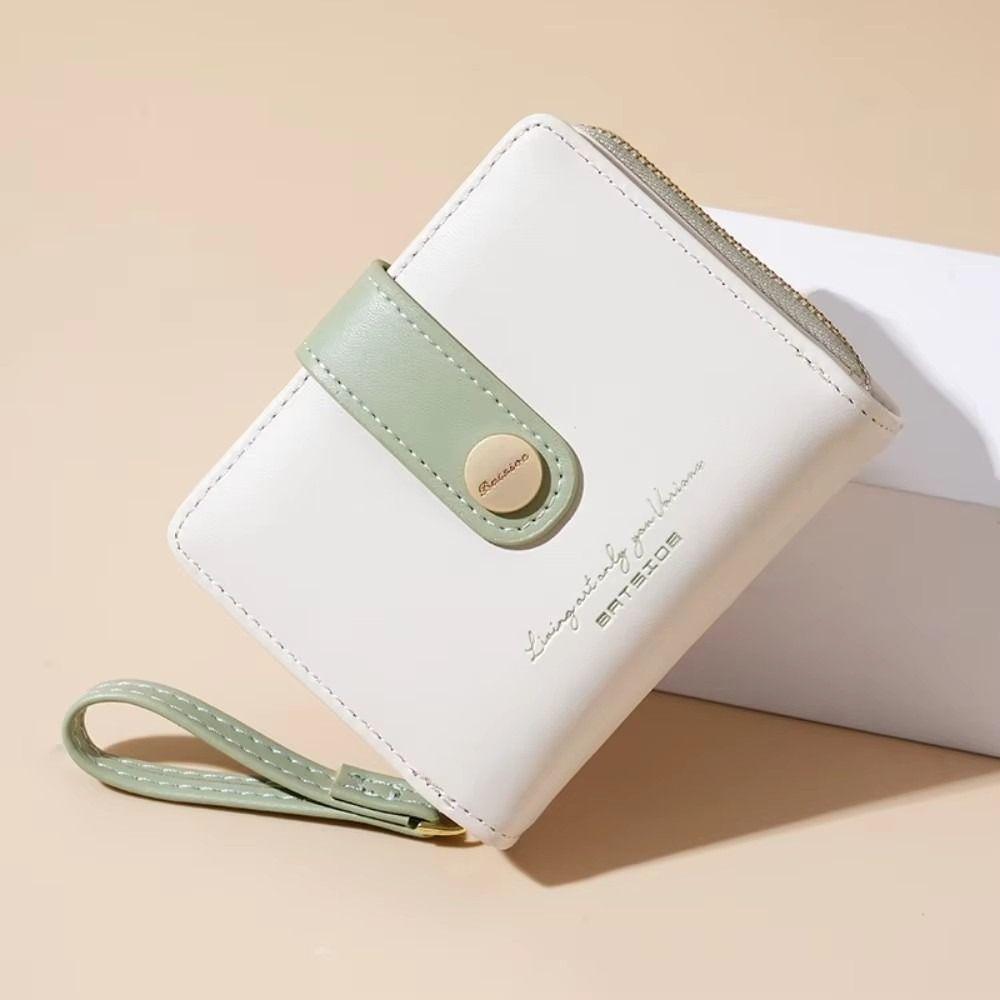 Solid Color Women's Wallet Short PU Purse Simple Lady Wallet Card Holder